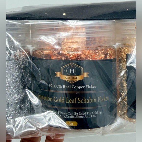 Gold Foil Flakes Set For Nail Art Jewelry Makeup Metallic Silver Cooper Crafts - Picture 8 of 17